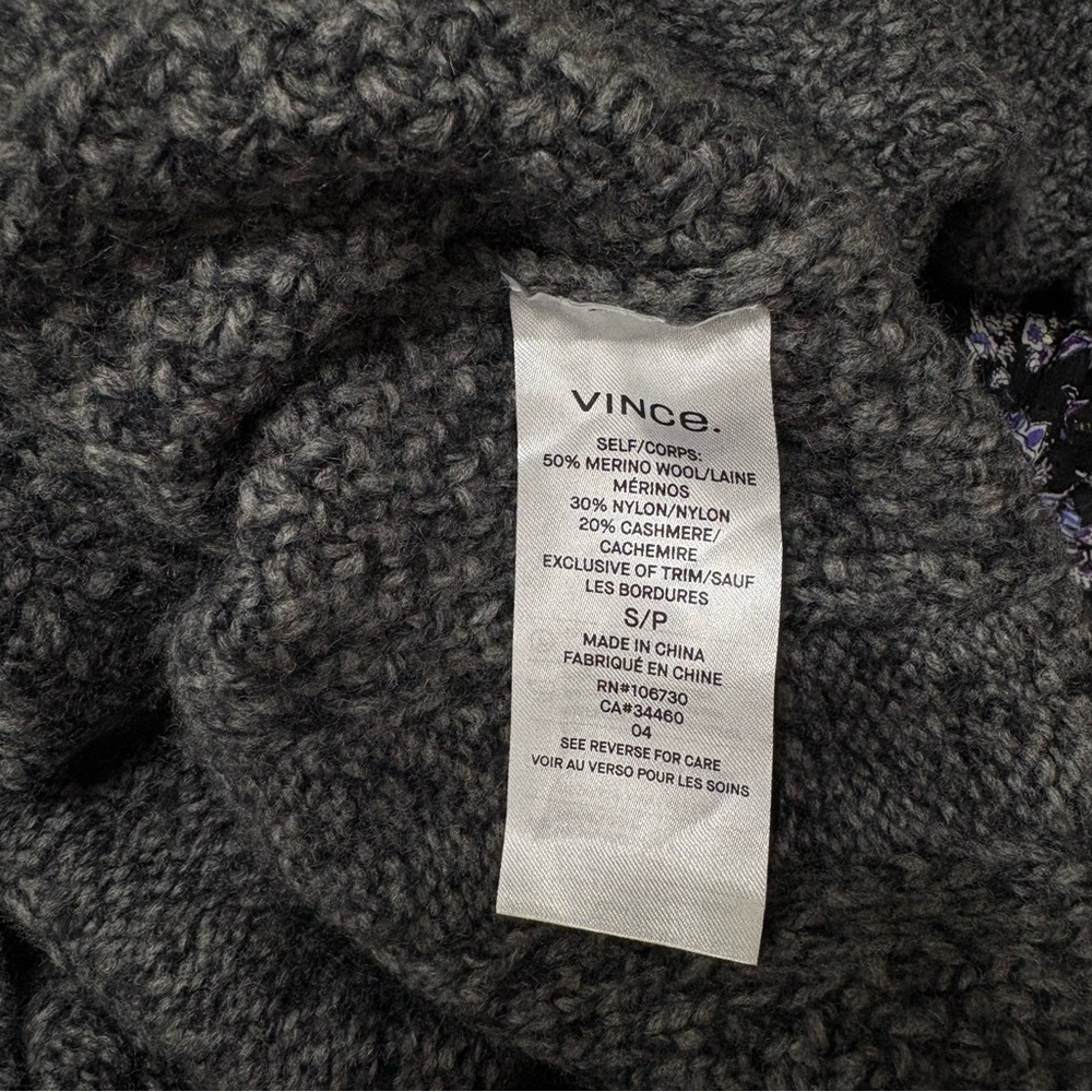 Vince Cable Knit Wool Cashmere Mock Neck Sweater Grey Size Small Fisherman - Picture 6 of 7